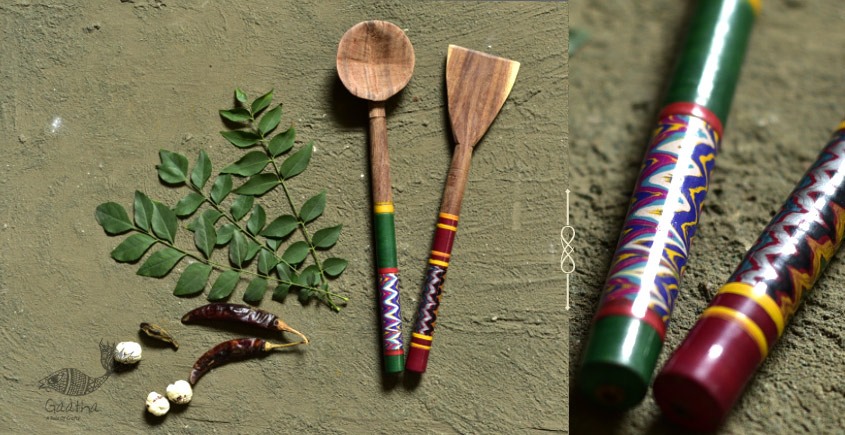 Rasoi ✯ Kutch lacquer ladles { Set of Two } ✯ 12